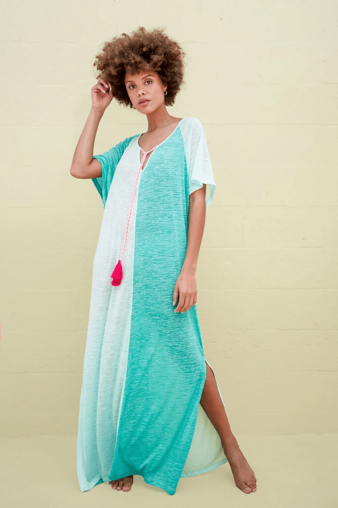 Model in Pitusa Colour Block Summer Dress Aqua Mint