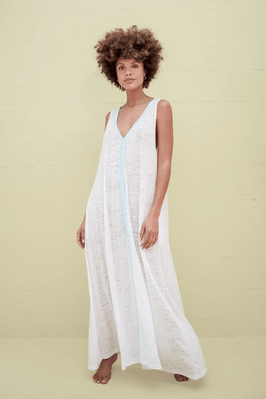 V-Neck Flare Maxi Dress White - Cover Up