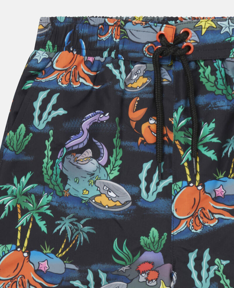 Boys Swim Short Black Colourful - Boys Swim Shorts