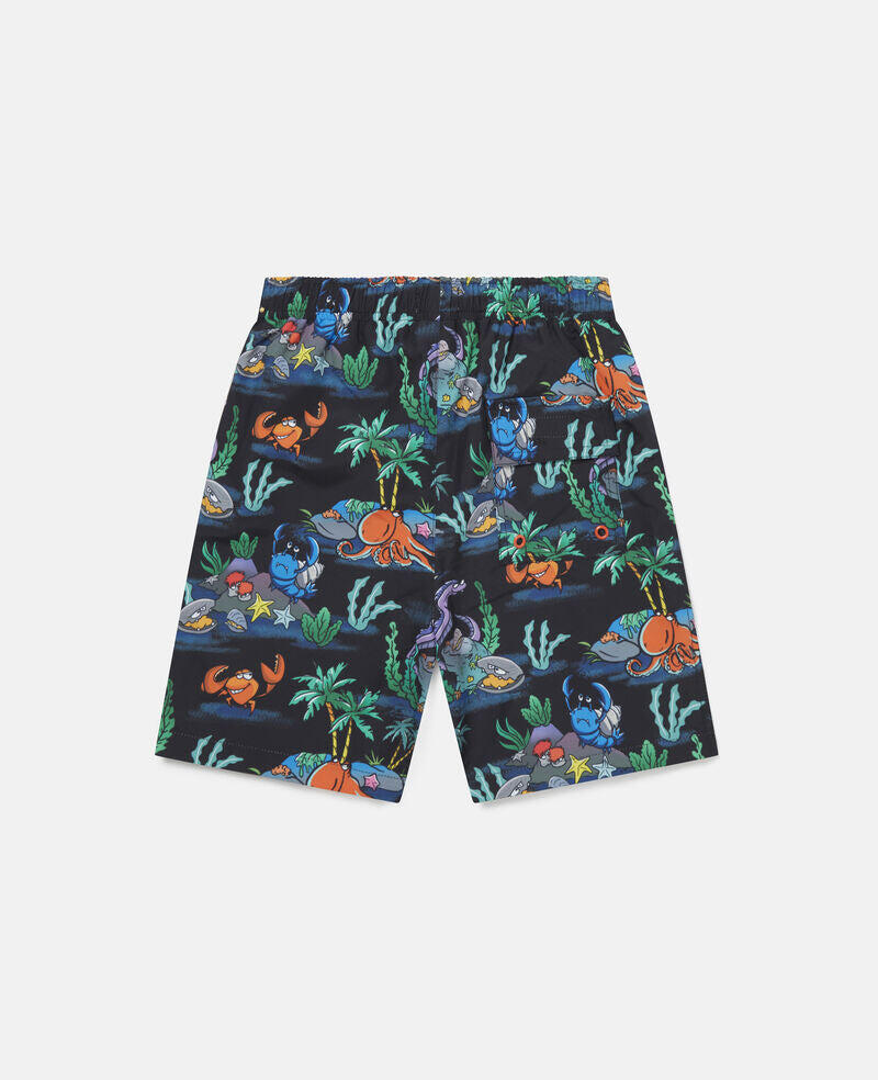 Boys Swim Short Black Colourful - Boys Swim Shorts