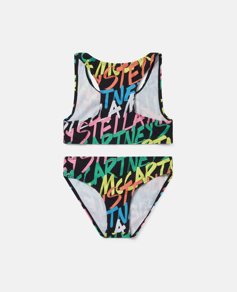 Girls Sport Swimwear Bikini Black/Colourful - Girls Bikini