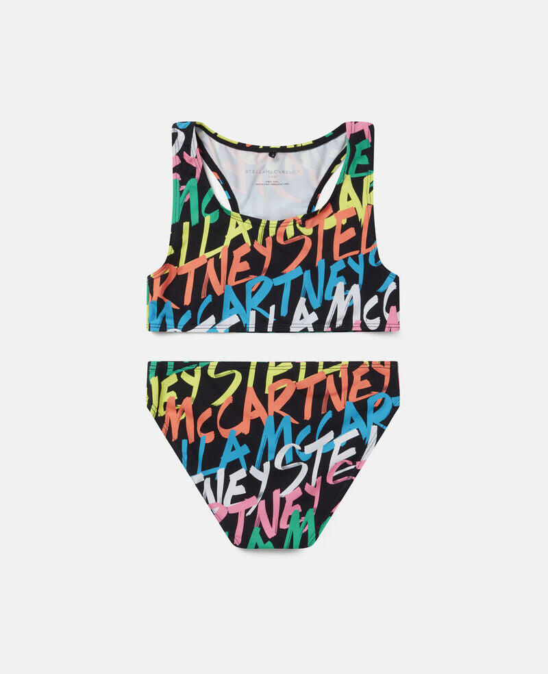 Girls Sport Swimwear Bikini Black/Colourful - Girls Bikini