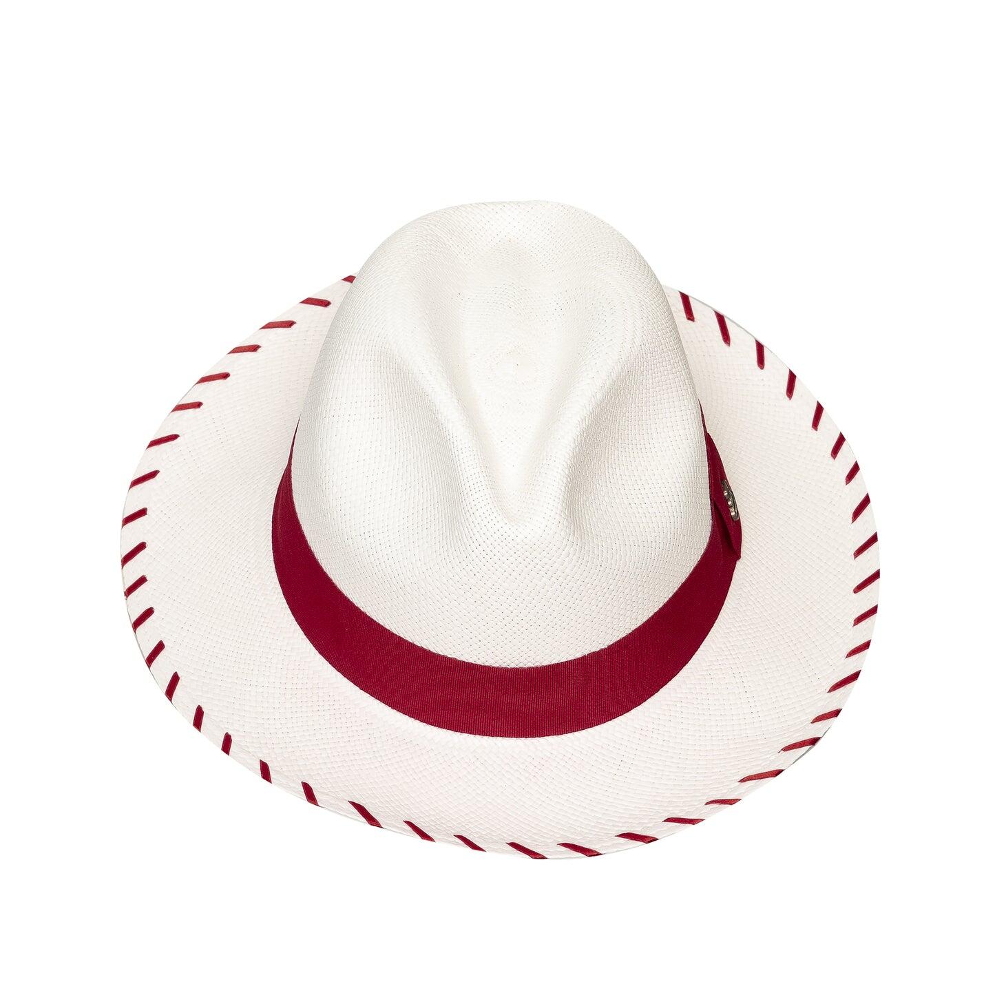 Panama Hat White Zebra with Red Band