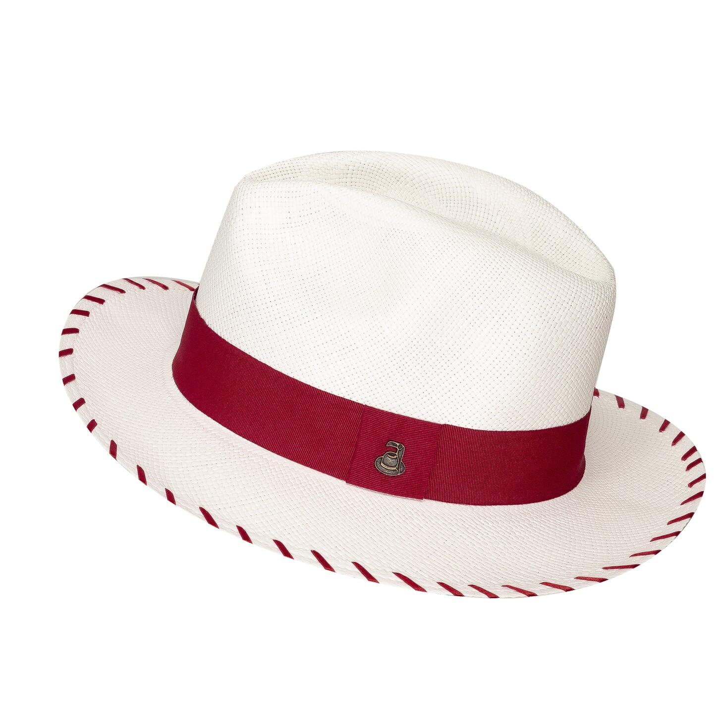 Panama Hat White Zebra with Red Band