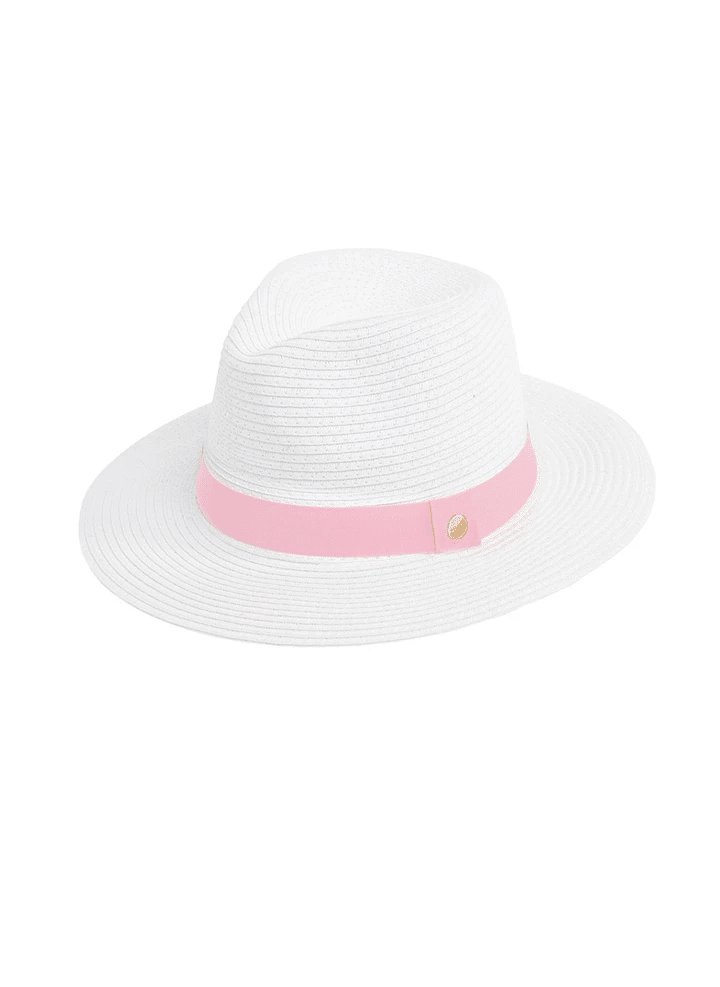 Fedora Hat White/Rose - Hat