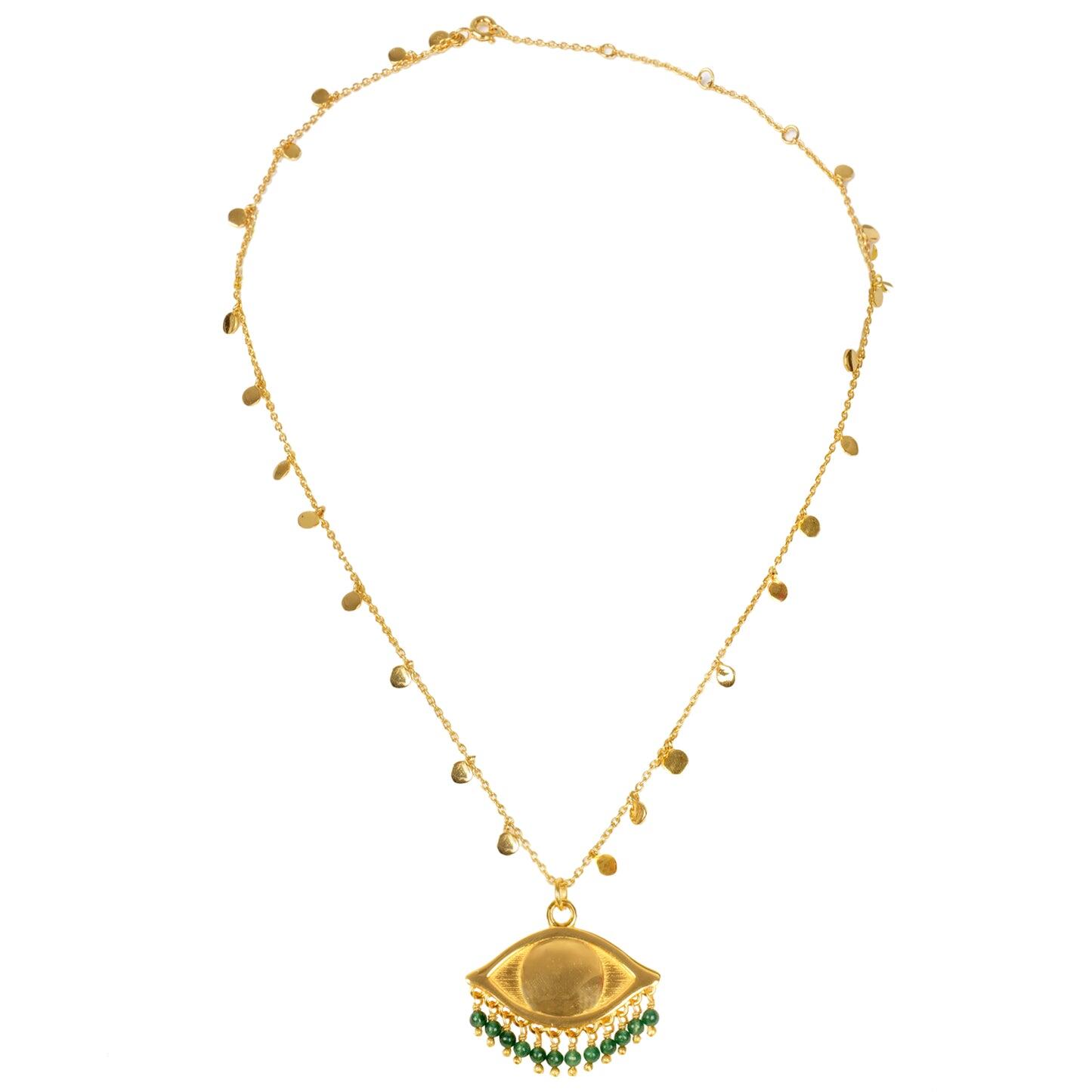 Cora Eye Gold/Green Necklace
