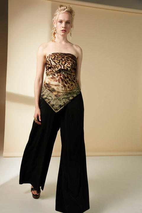 Woman Wearing Luxury Silk Scarf