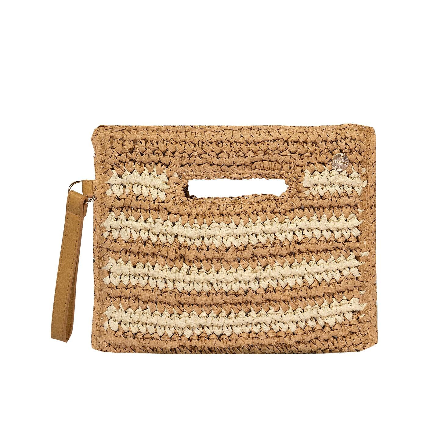 Load image into Gallery viewer, Carried Away Stripe Clutch Natural
