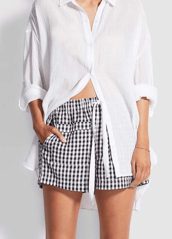 Gingham Beach Short Black - Shorts