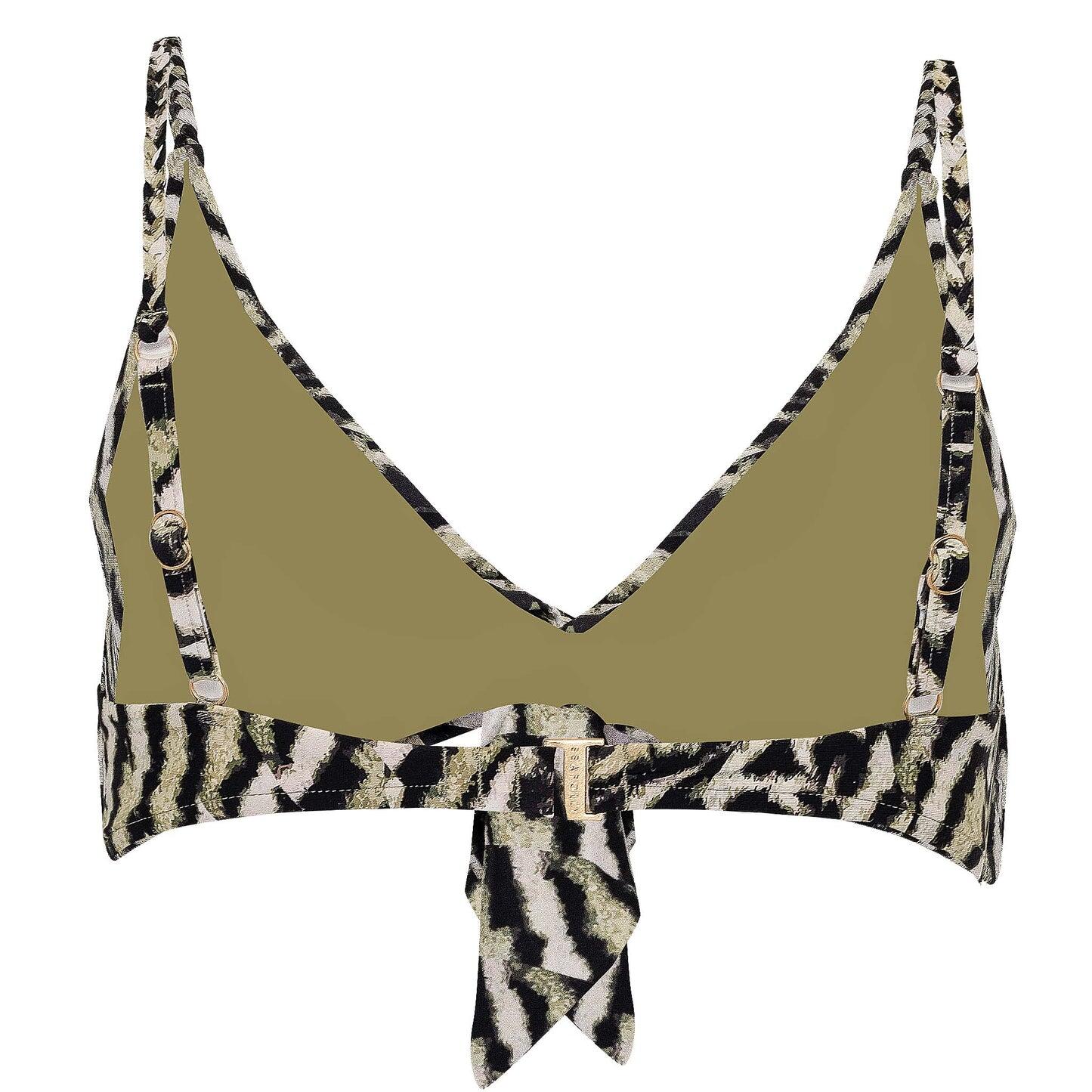 Mandalay Twist Tie Front Bralette Top Olive Oil - Bikini Top
