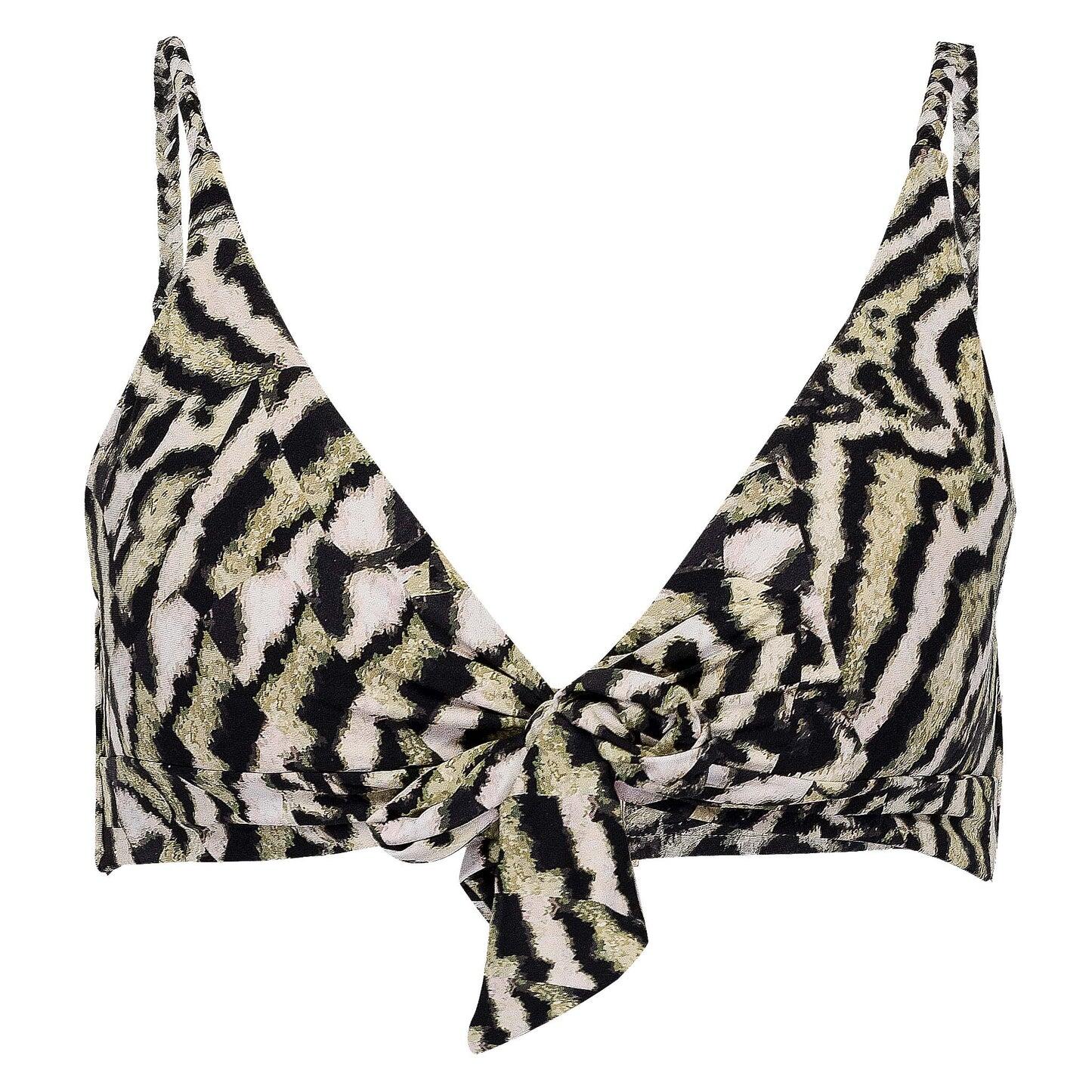 Mandalay Twist Tie Front Bralette Top Olive Oil - Bikini Top