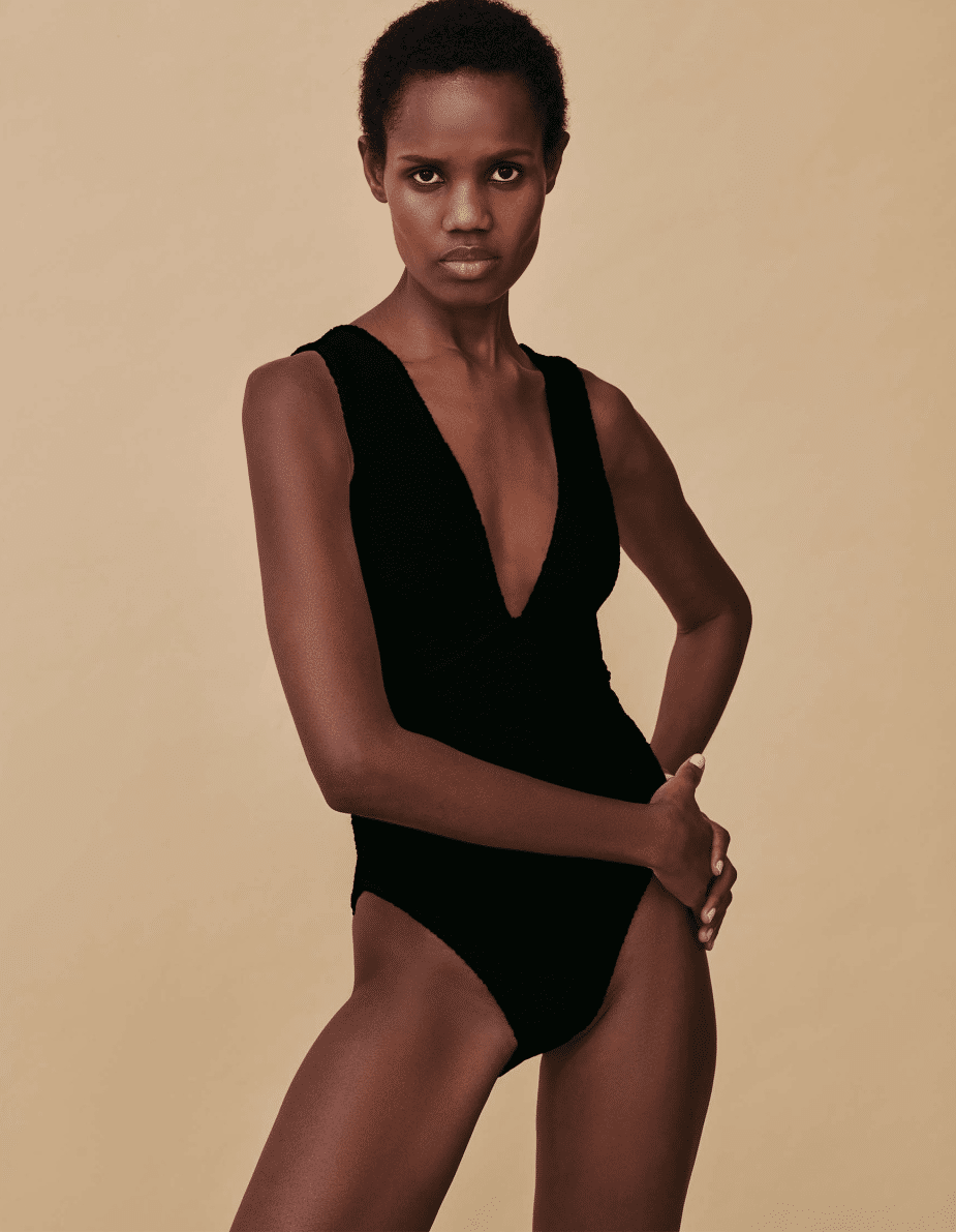 Womens Black Swimming Costume Low Back One Piece Bathing Suit