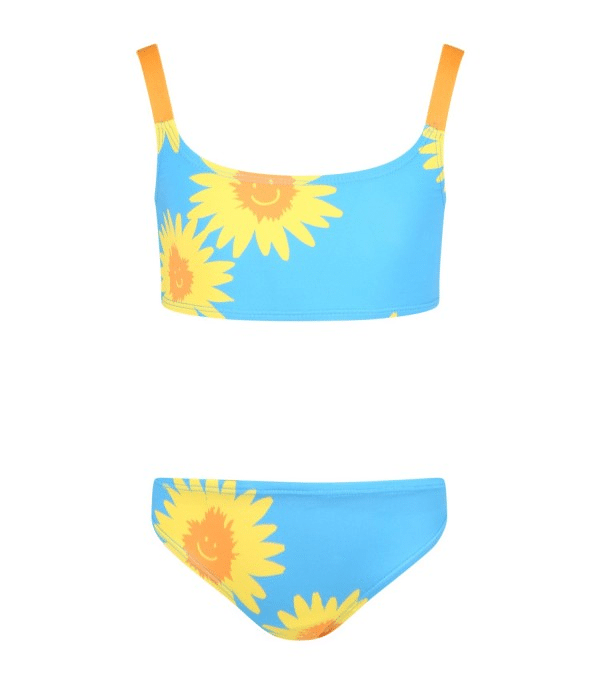 Girls Crop Top Bikini Set in Sunflower Print