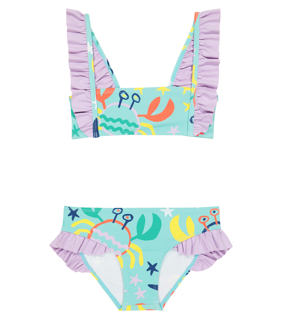 Girls Ruffle Bikini Set with Print