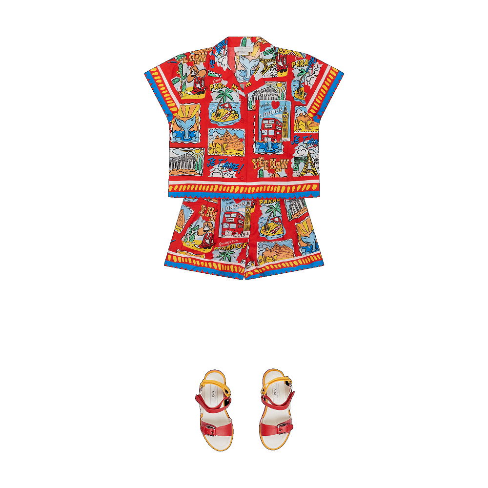 Kids Printed Shorts in Red
