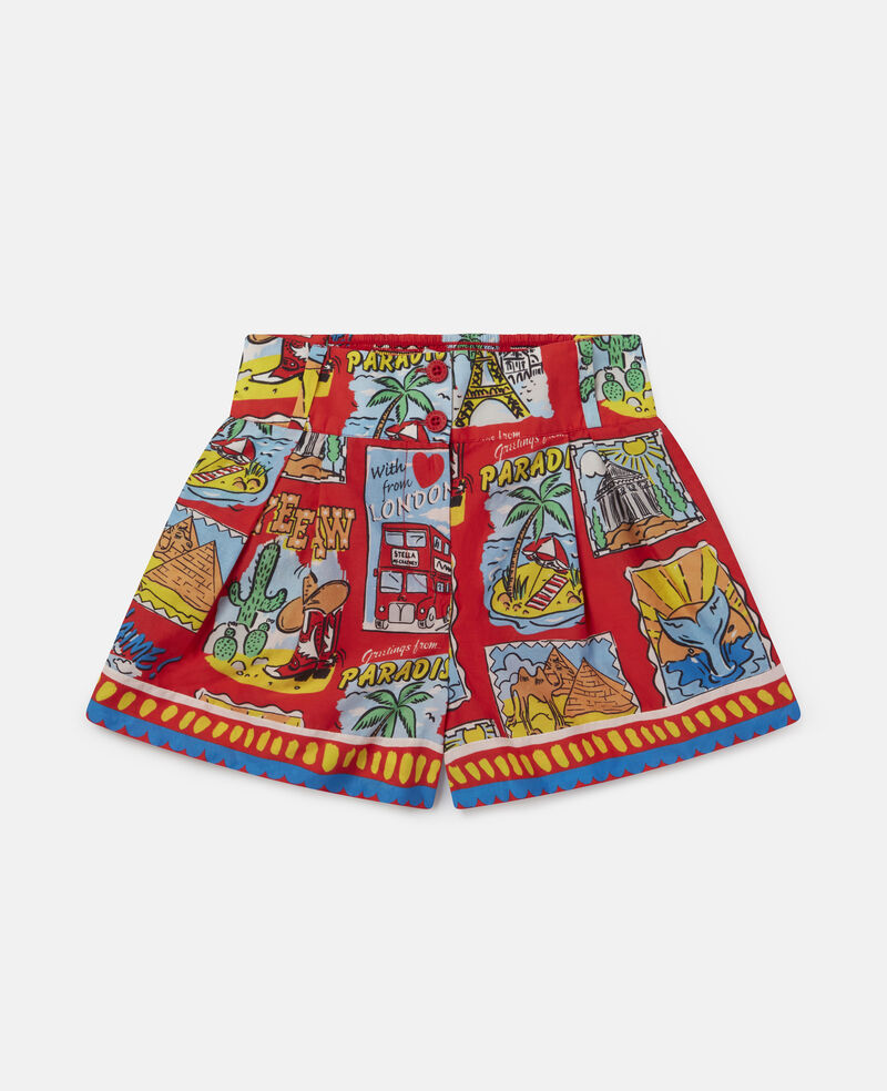 Girls Cotton Shorts in Postcard Print