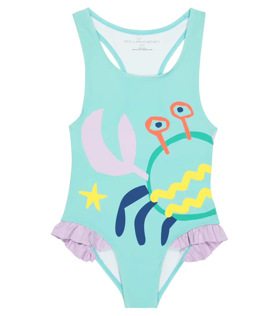 Girls One Piece Swimwear in Crab & Star Print