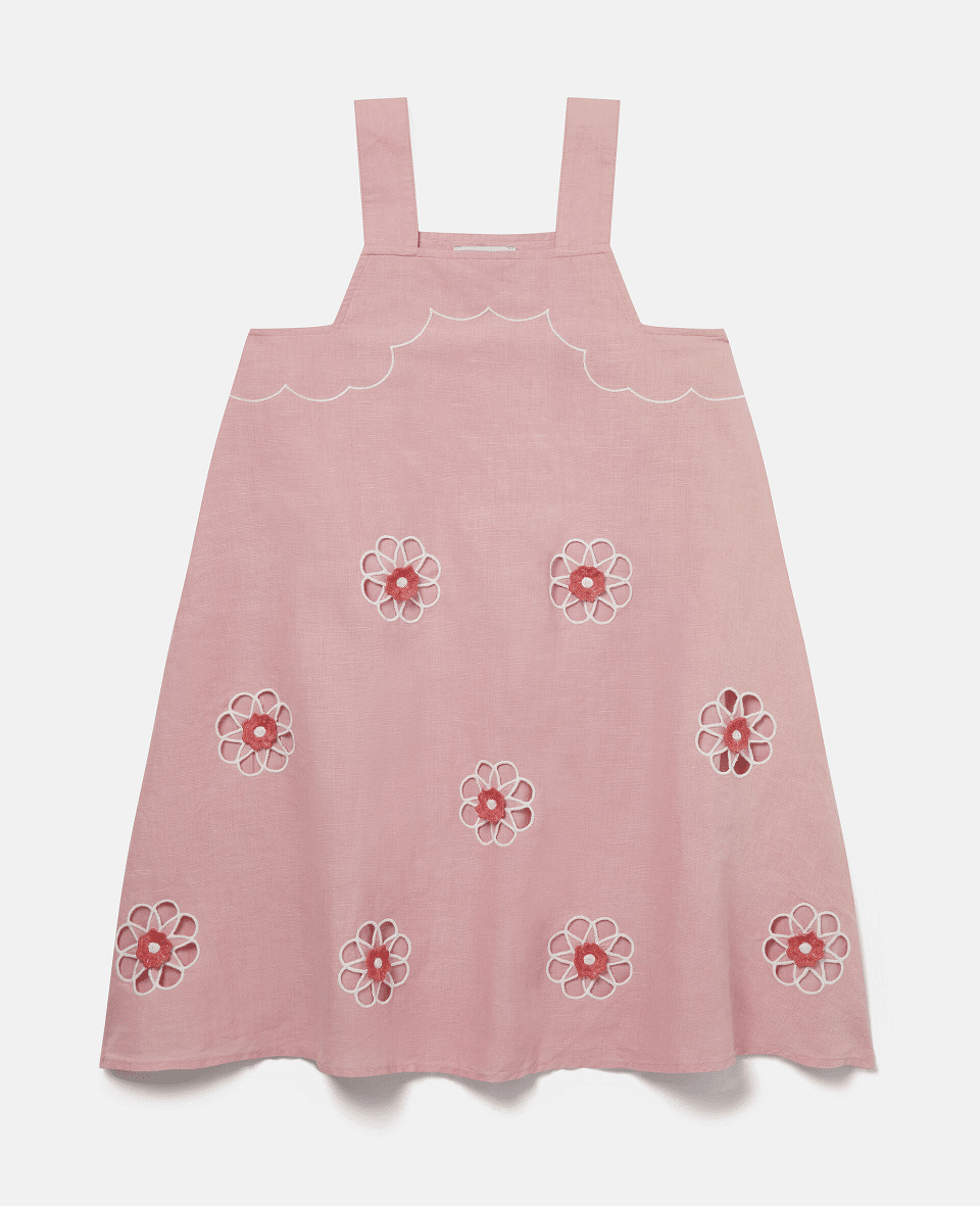 Girls Pink Dress with Floral Details