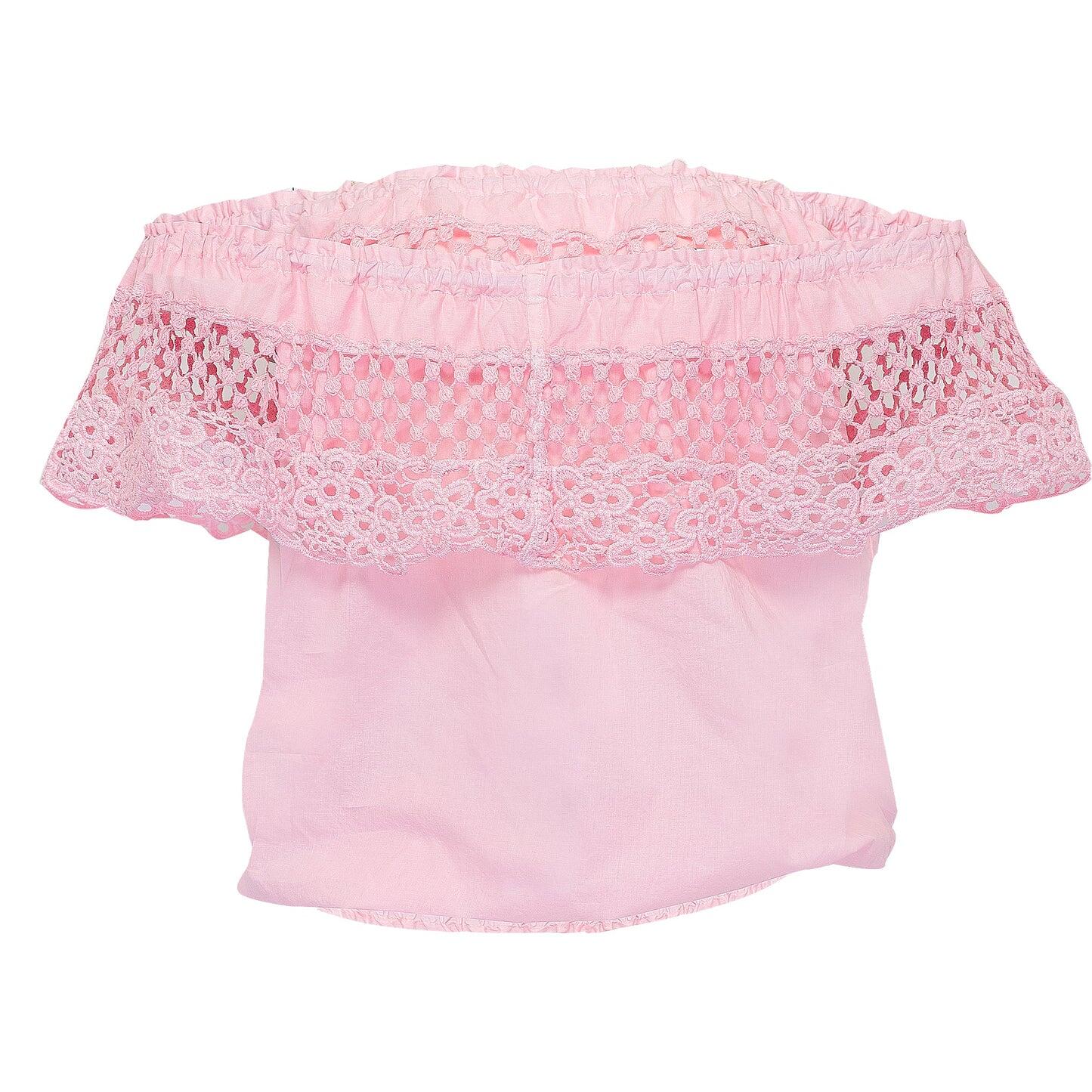 Linen off the shoulder top in pink colour