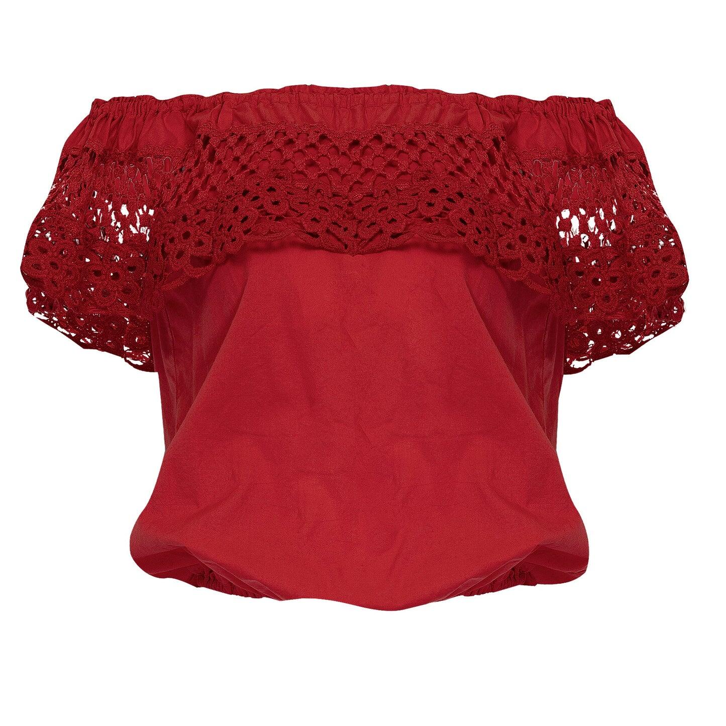 Off the shoulder top in red colour