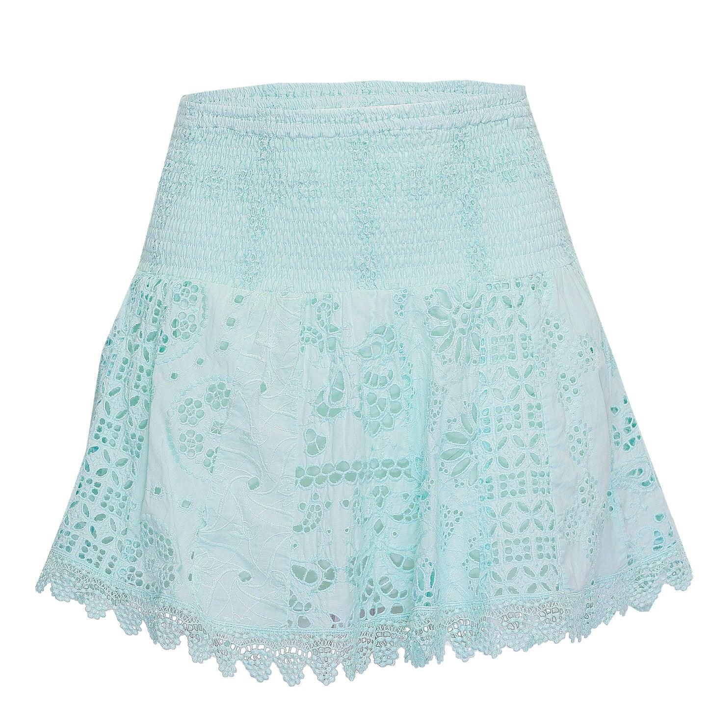 Blue mini skirt with elastic waistband
