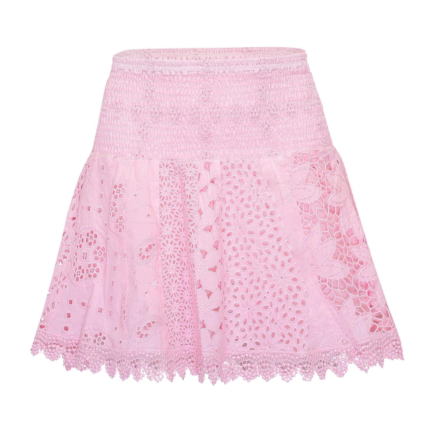 Ruffle mini skirt in pink colour