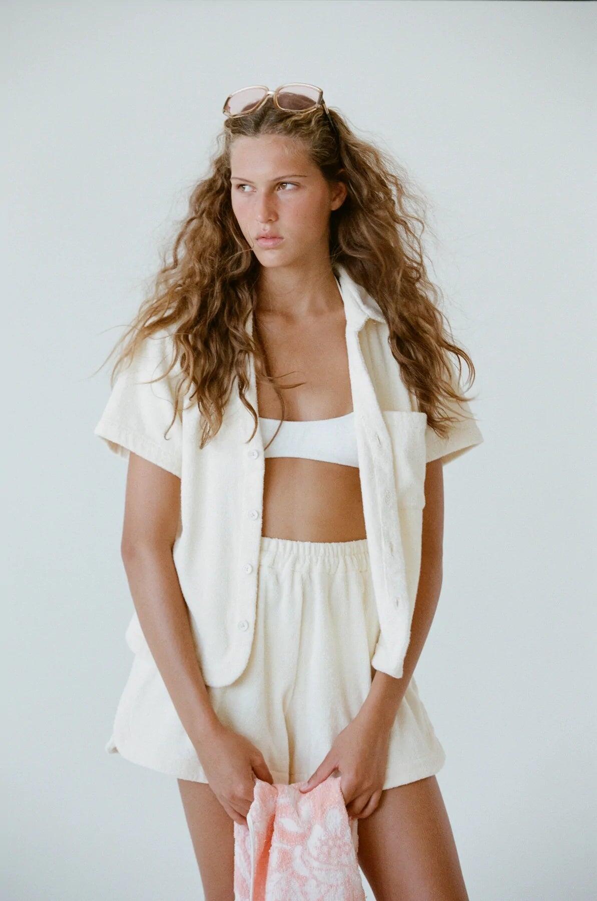 White Terry Shirt for Women