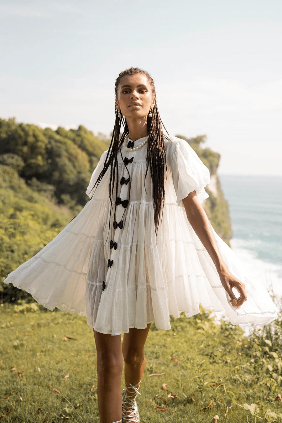 Jaquetta Mini Plain Dress Milky White - Dress