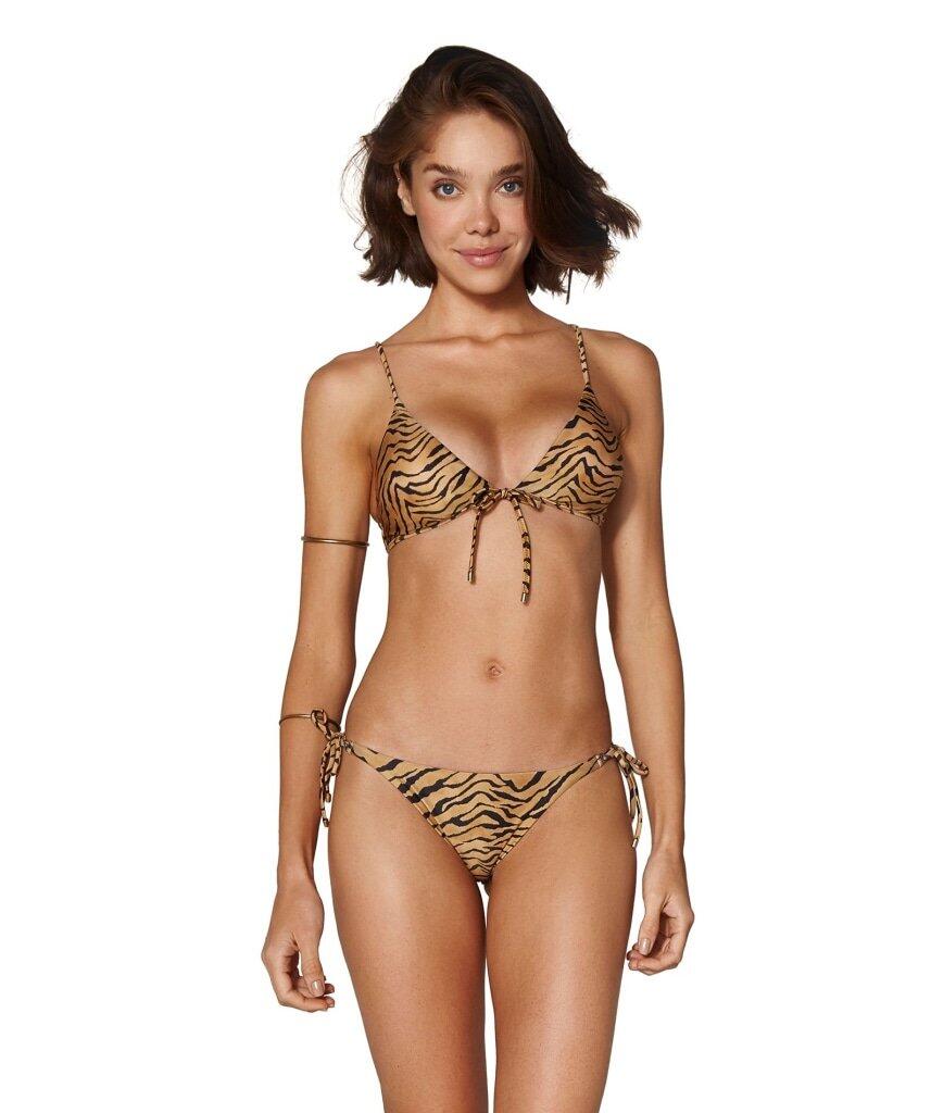 Tiger Long Tie Side BR Bottom Black - Bikini Bottom