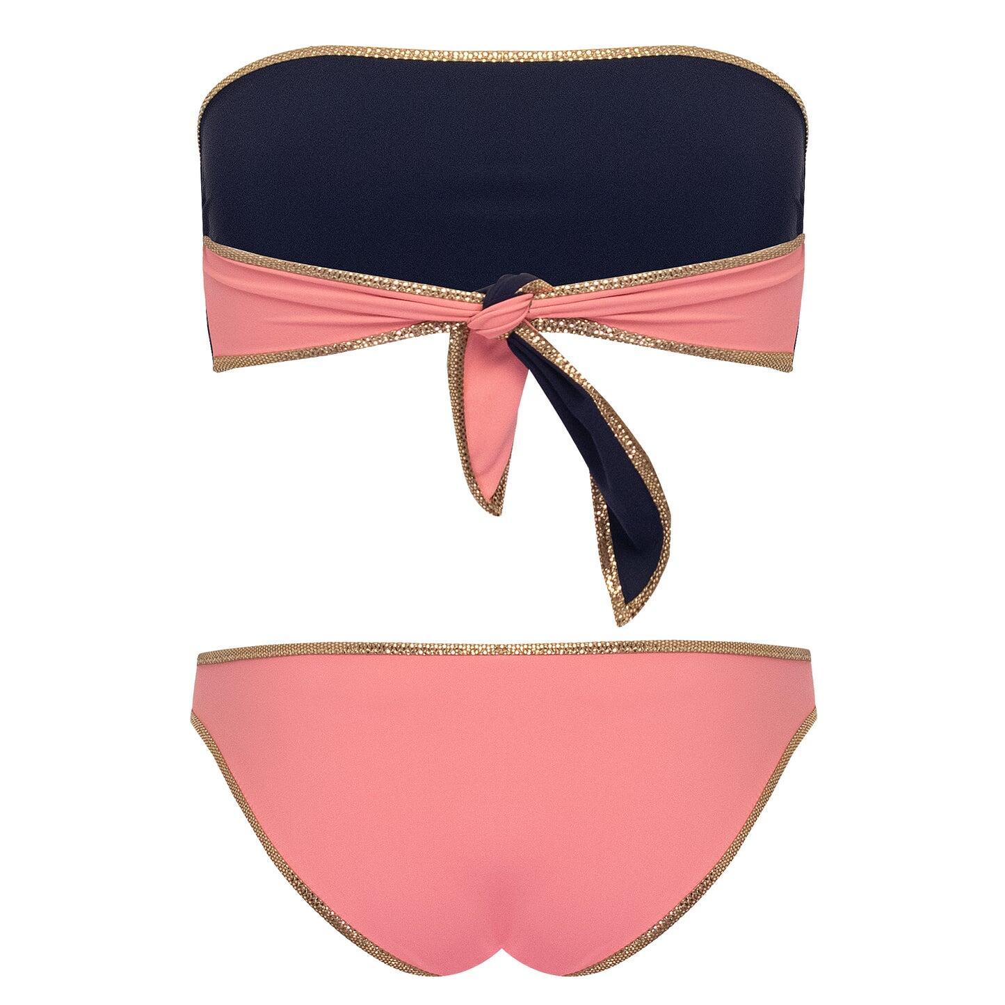 Hampton Bandeau Reversible Bikini Set Pink/Dark Blue