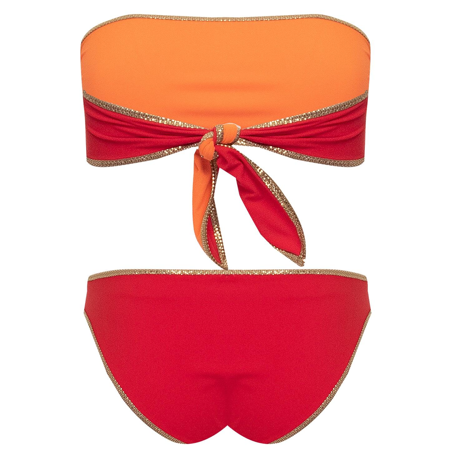 Hampton Bandeau Reversible Bikini Set Orange/Red - Bikini