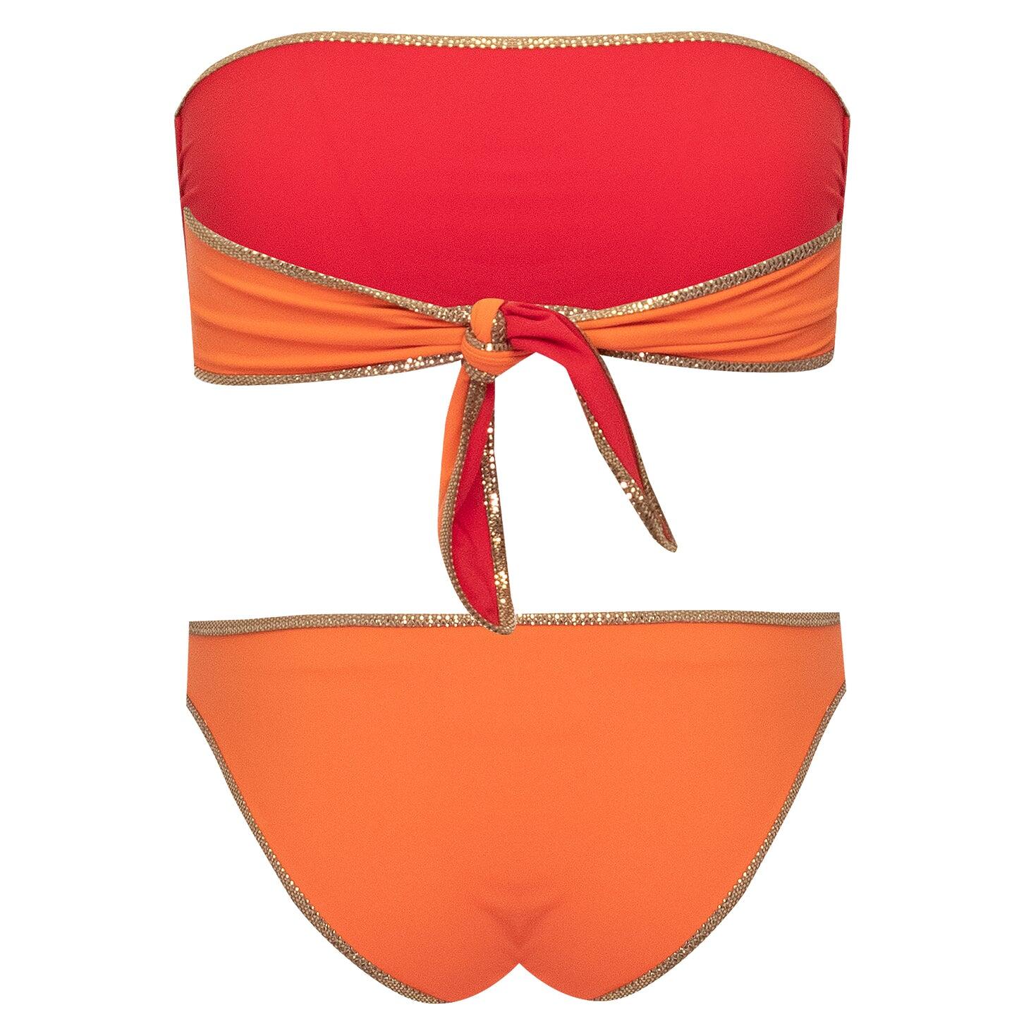 Load image into Gallery viewer, Hampton Bandeau Reversible Bikini Set Orange/Red
