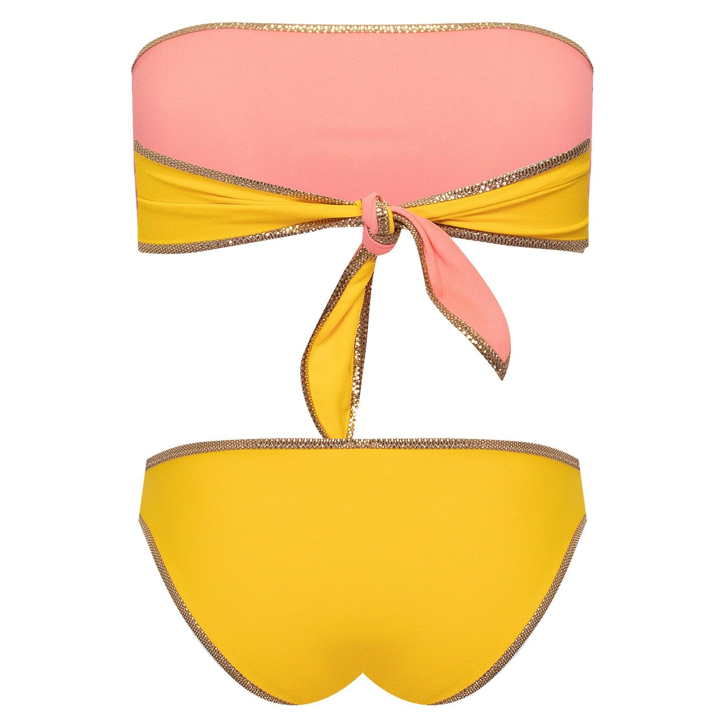 Hampton Bandeau Reversible Bikini Set Yellow/Pink