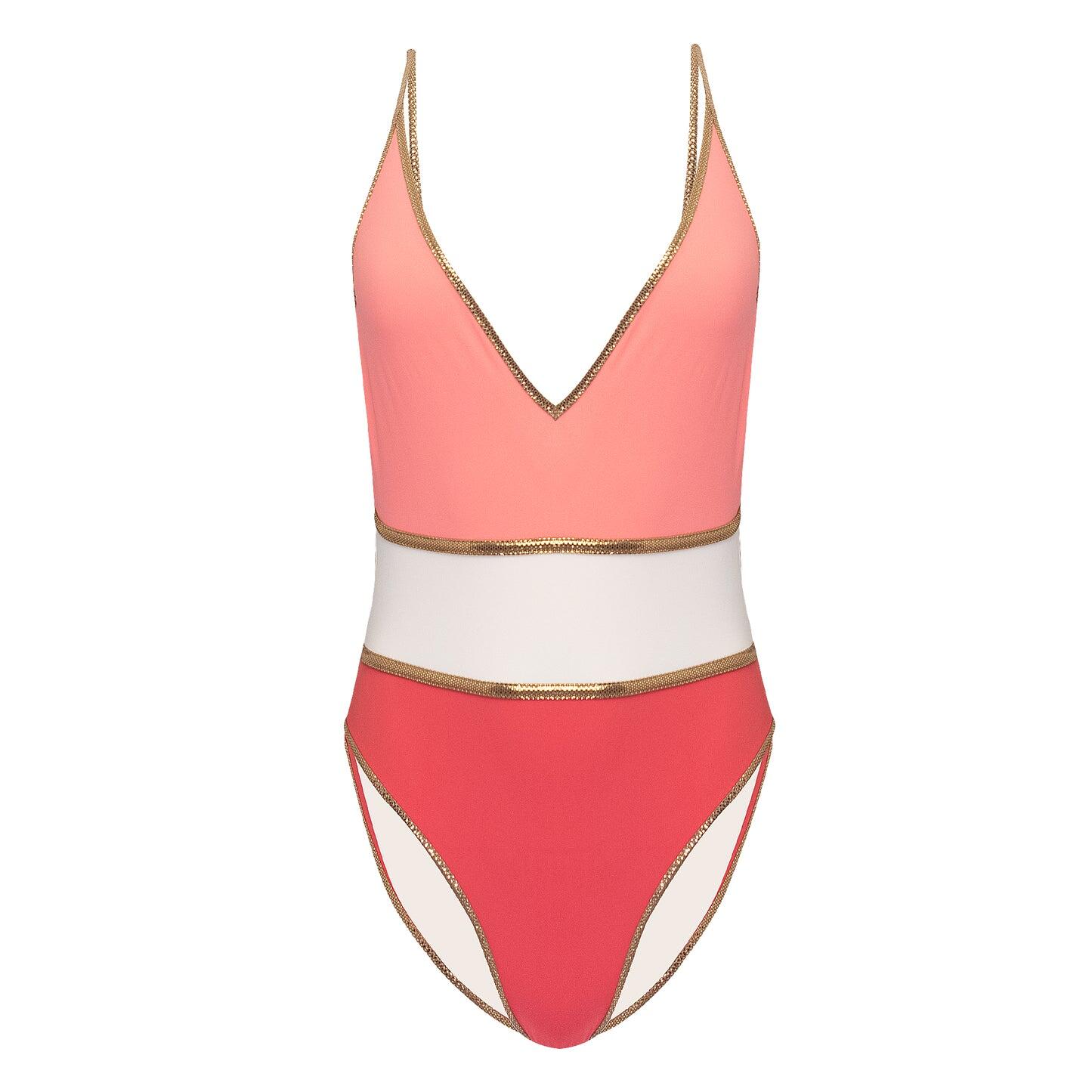 Load image into Gallery viewer, Shinnecock One Piece Pink/Ivory/Cherry
