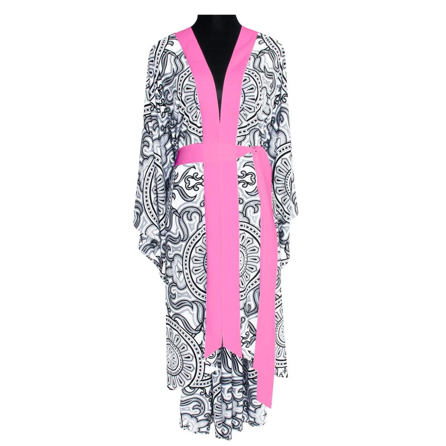 Tulum Moon Kimono Neon Pink Long - Kimono