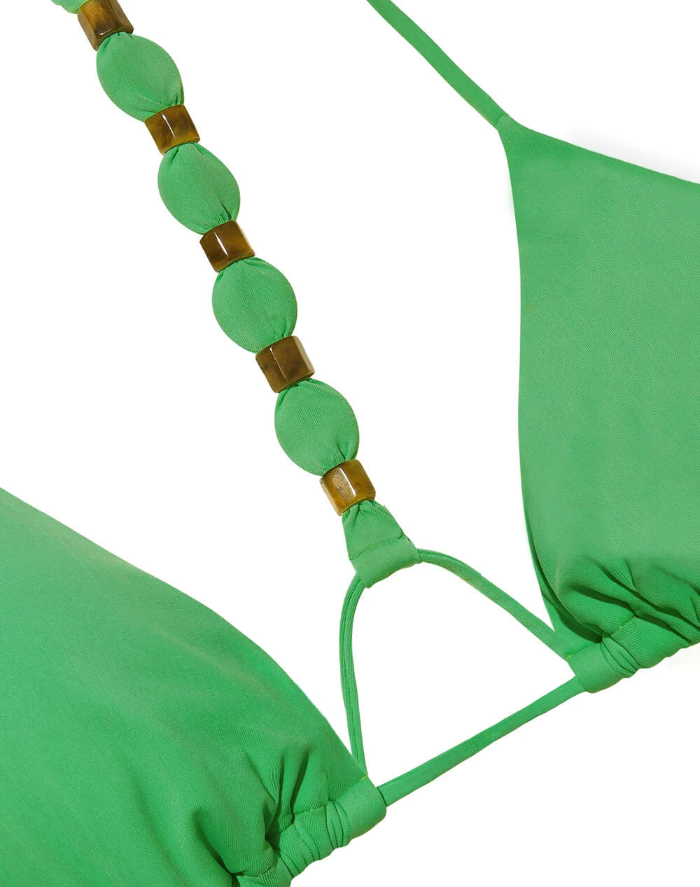 Solid Dora Triangle T Back Top Green - Bikini Top