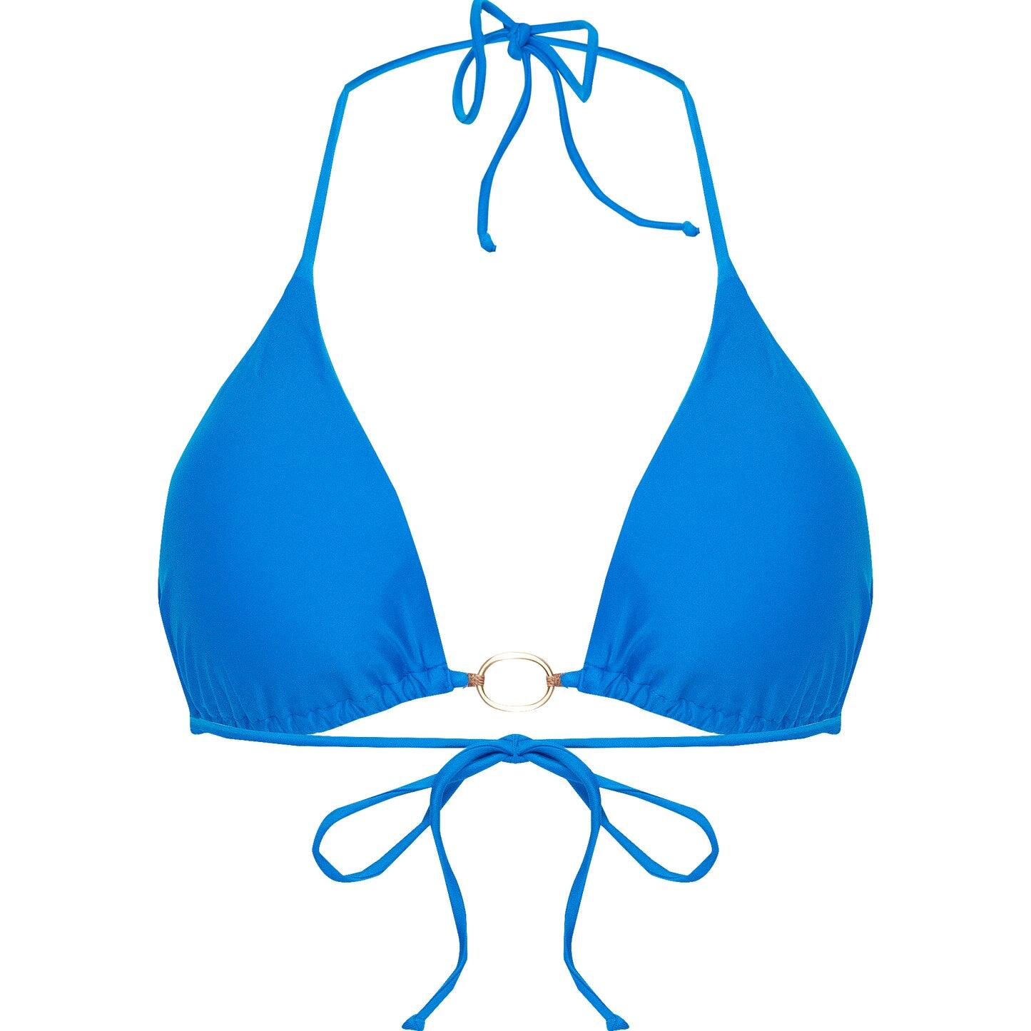 Solid Amalfi Triangle Bikini Top Blue - Bikini Top