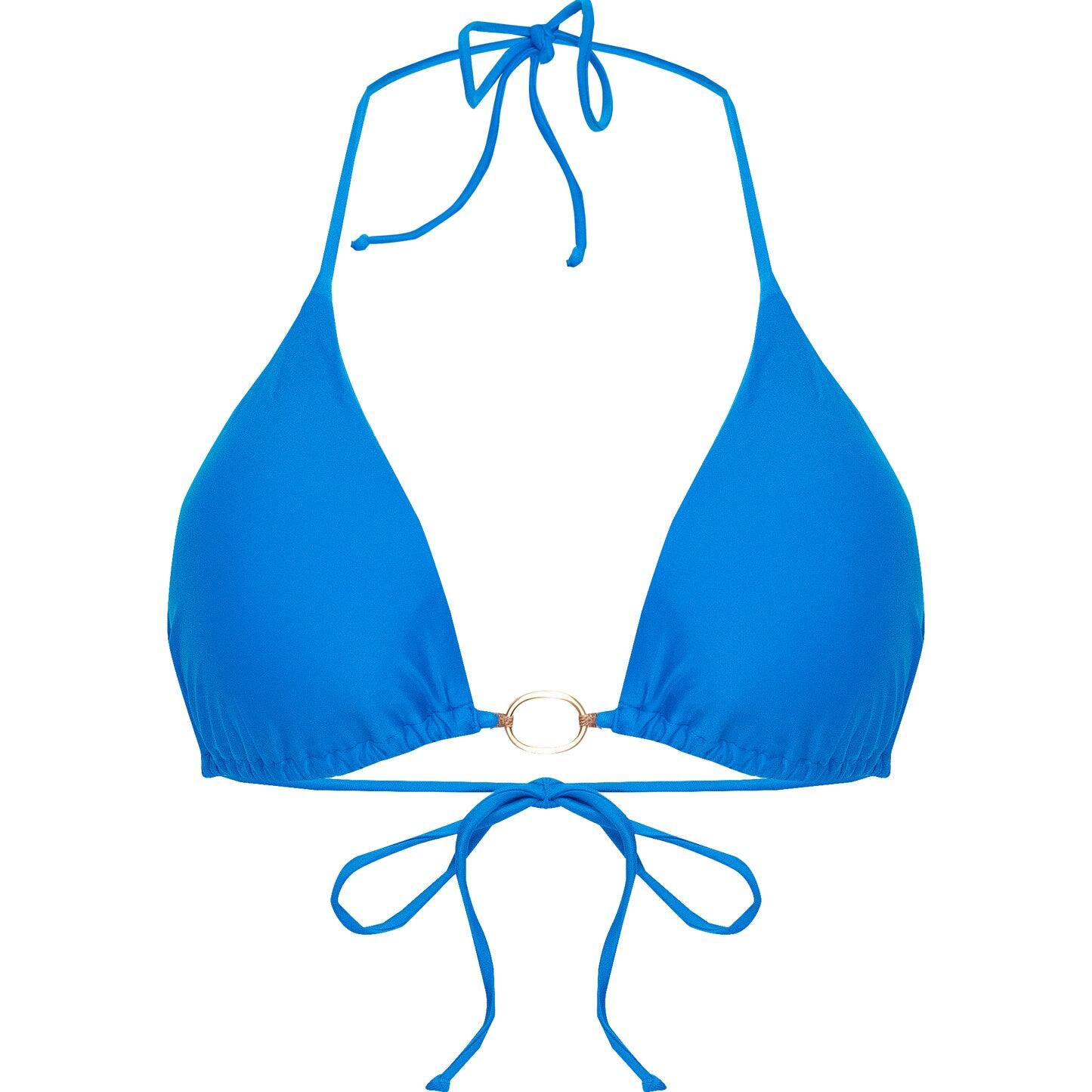 Solid Amalfi Triangle Bikini Top Blue - Bikini Top